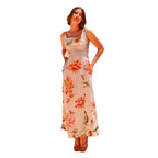 Printed Long Dress Backless Strapless Dress