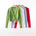 V-neck long sleeved cardigan sweater