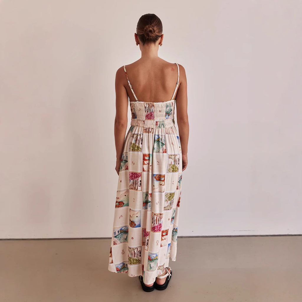Long Dress with Strap and Print Women's Dress