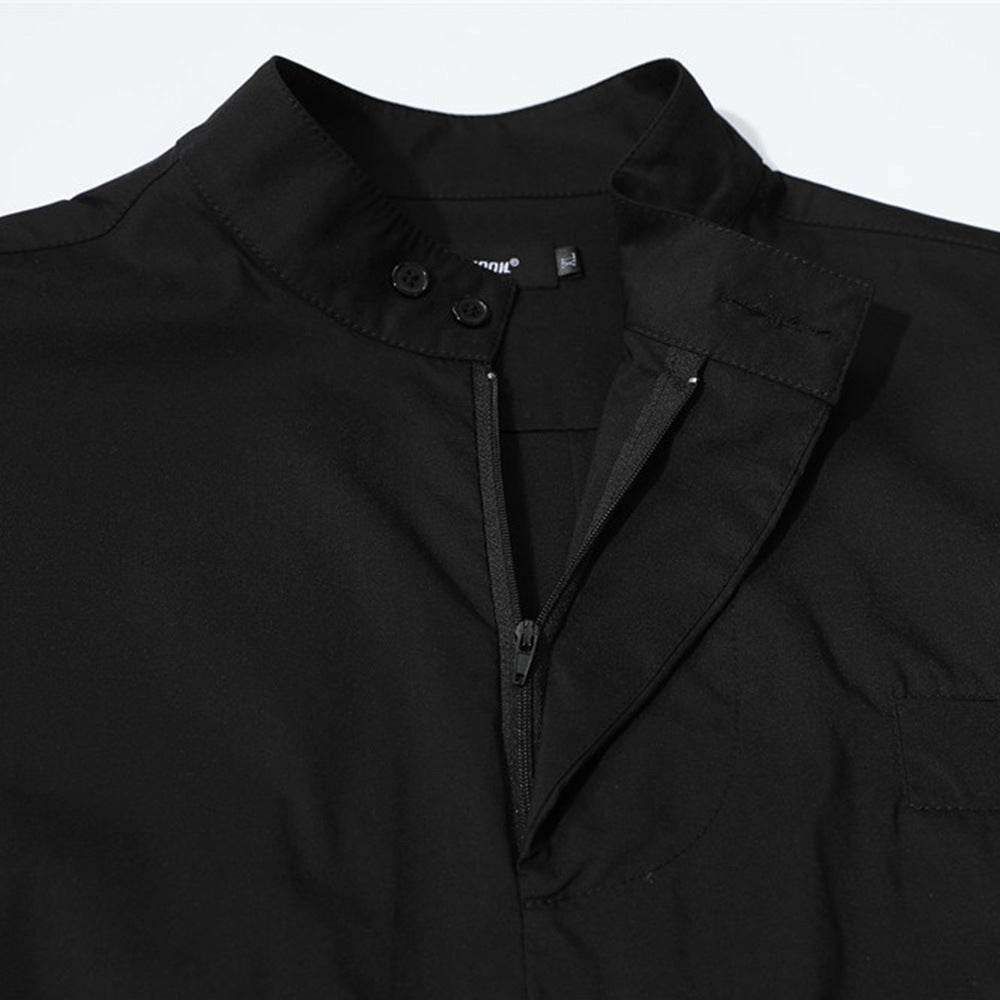 Half zip stand up collar long sleeved shirt
