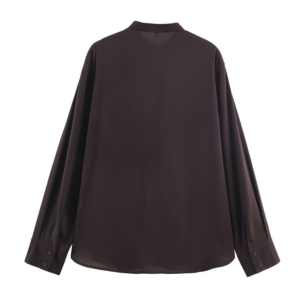 Hanging ruffle collar long sleeved shirt top