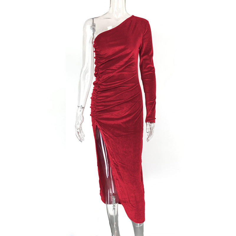 Women's pleated slit dress