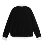 Sweater Women College Style Patchwork Polo Shirt Slim Fit Inner Layer Knit Top