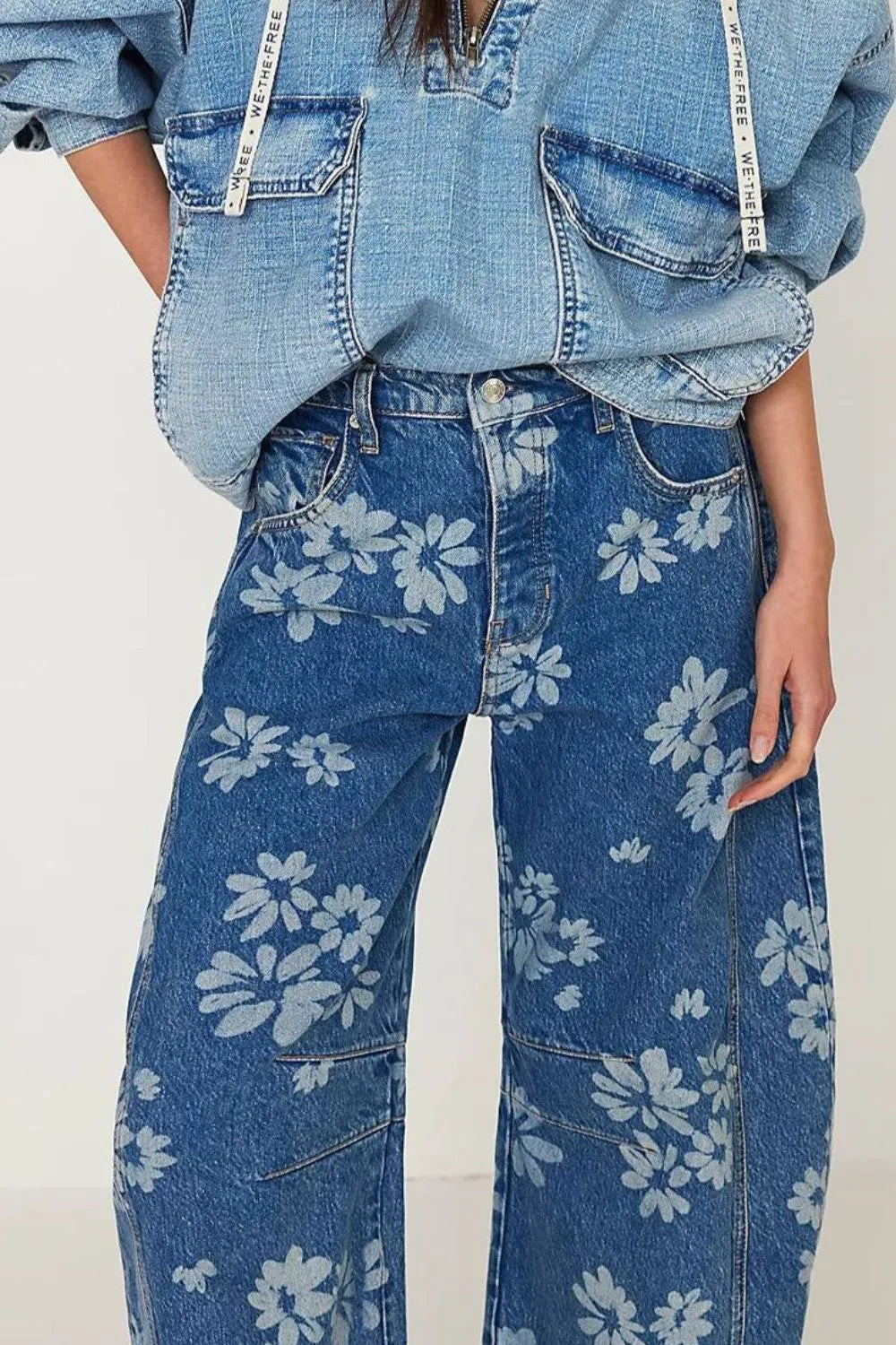 Jean Large Imprimé Fleuri