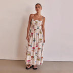 Long Dress with Strap and Print Women's Dress