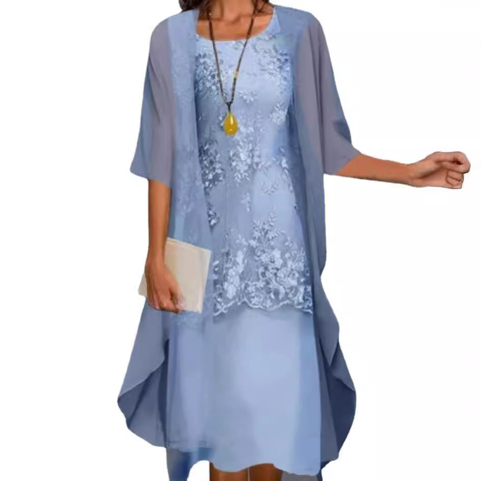 Ensemble robe élégante en dentelle et mousseline