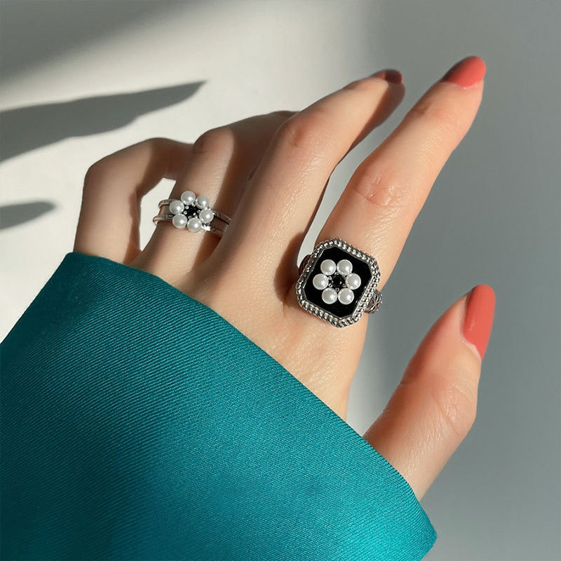Bague Argent 925 Perle Fleur