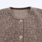 Veste pull en tricot de fil fleuri col rond coupe cocon rétro
