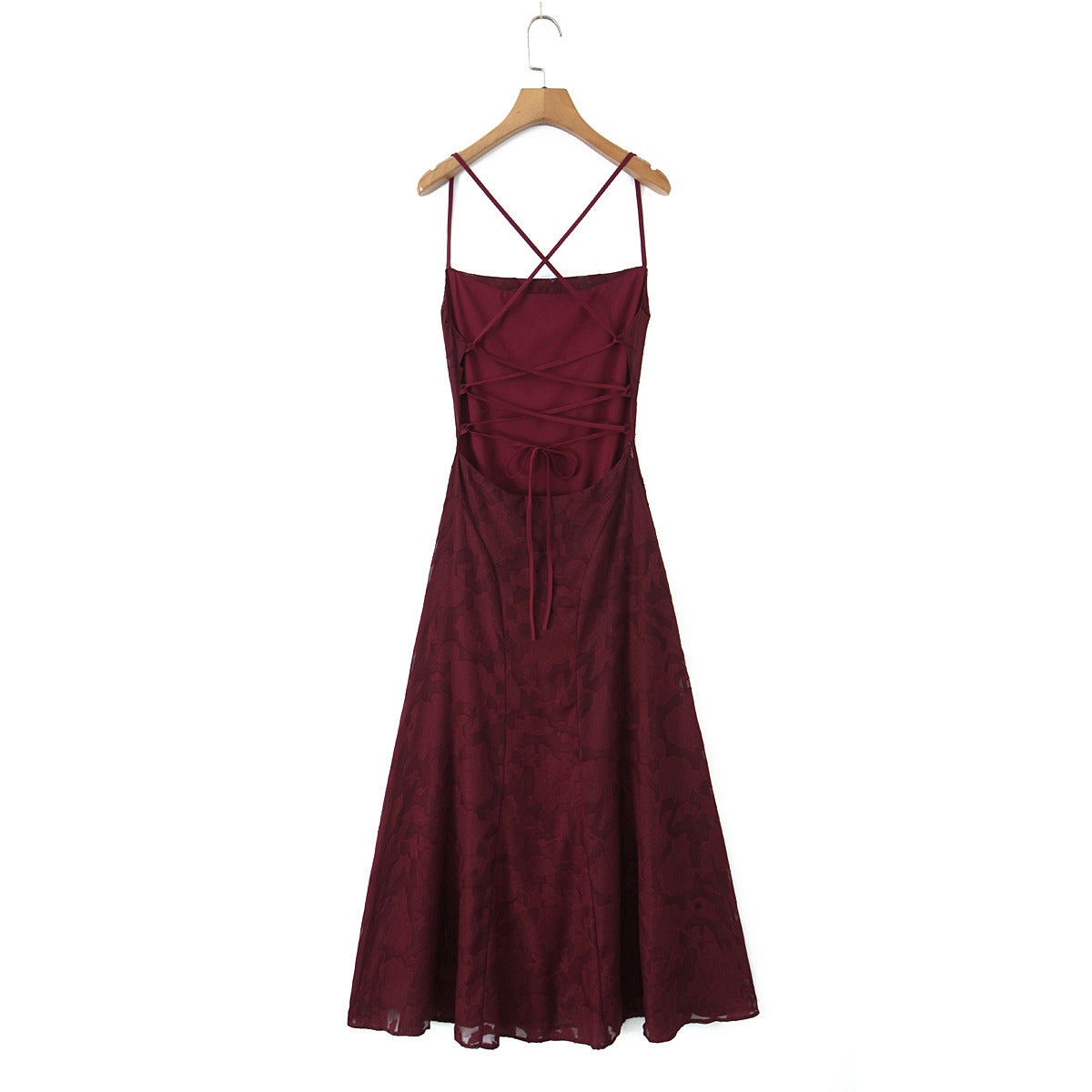 Strap up backless embroidered strapless dress dress