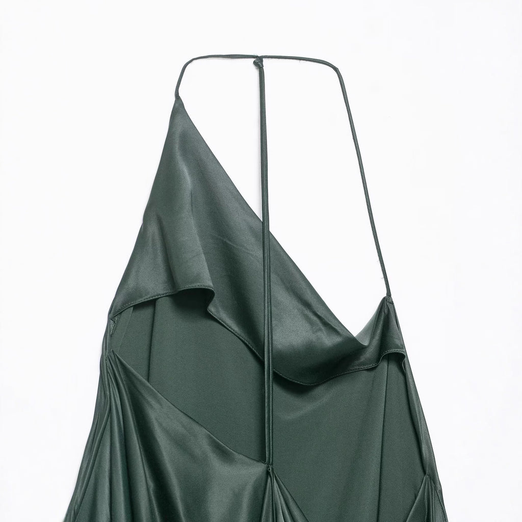 Asymmetric satin texture dress