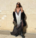 Lace patchwork suspender dress