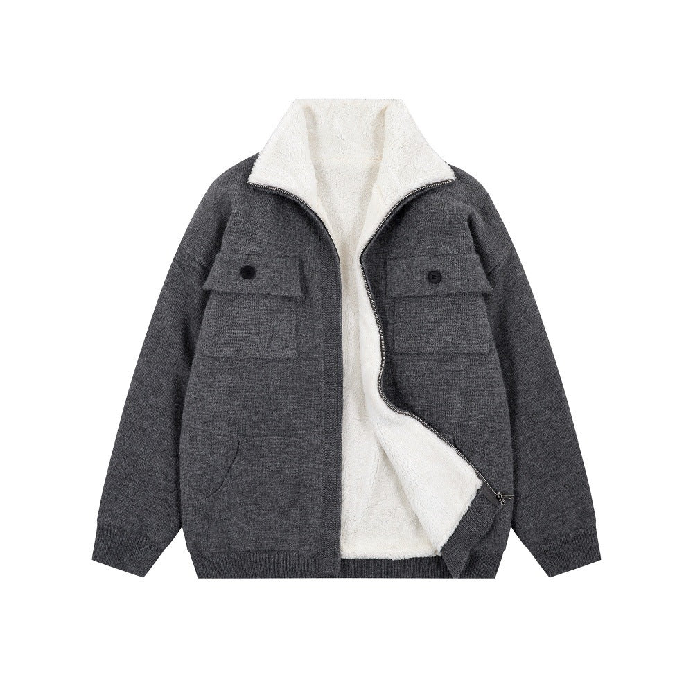 Veste Pull Tricotée Épaisse Velours