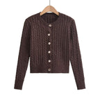 Slim fit round neck single breasted sweater