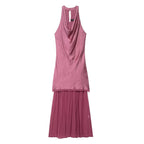 Folded and spliced MIDI dress