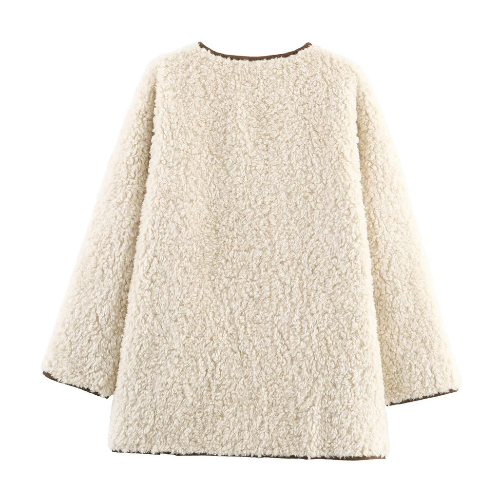 Manteau ample en suède et fourrure d'agneau