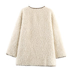 Manteau ample en suède et fourrure d'agneau