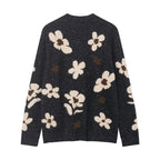 Flower jacquard knitted loose jacket
