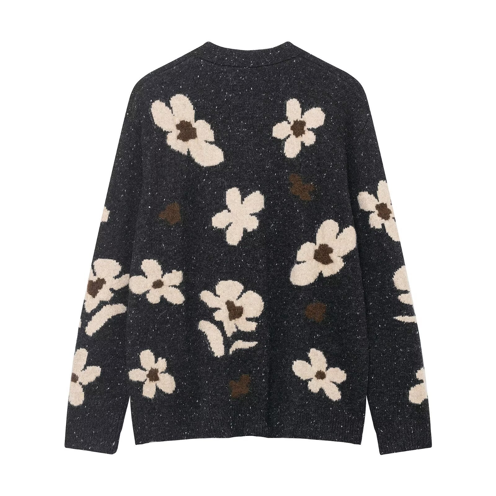 Flower jacquard knitted loose jacket