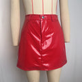Jupe Simili Cuir Rouge