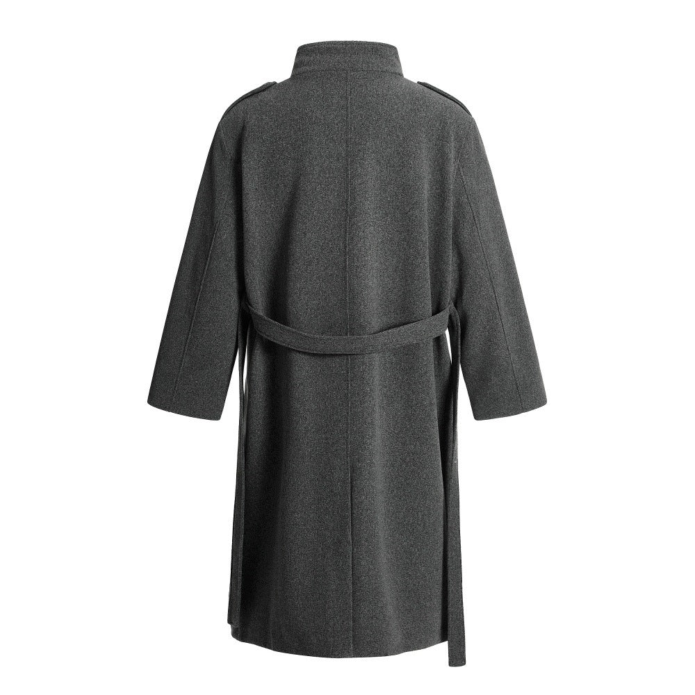 Manteau en laine à col montant et double boutonnage