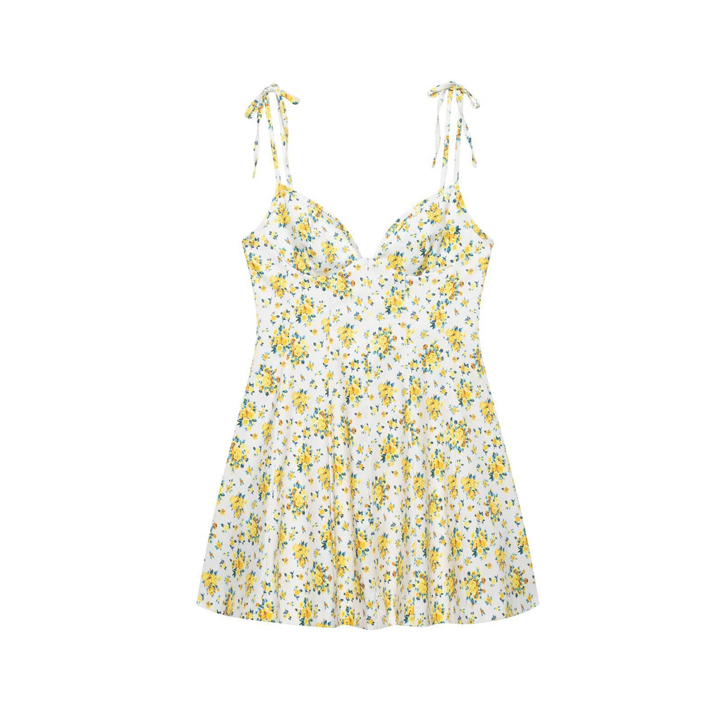 Flower printed poplin dress