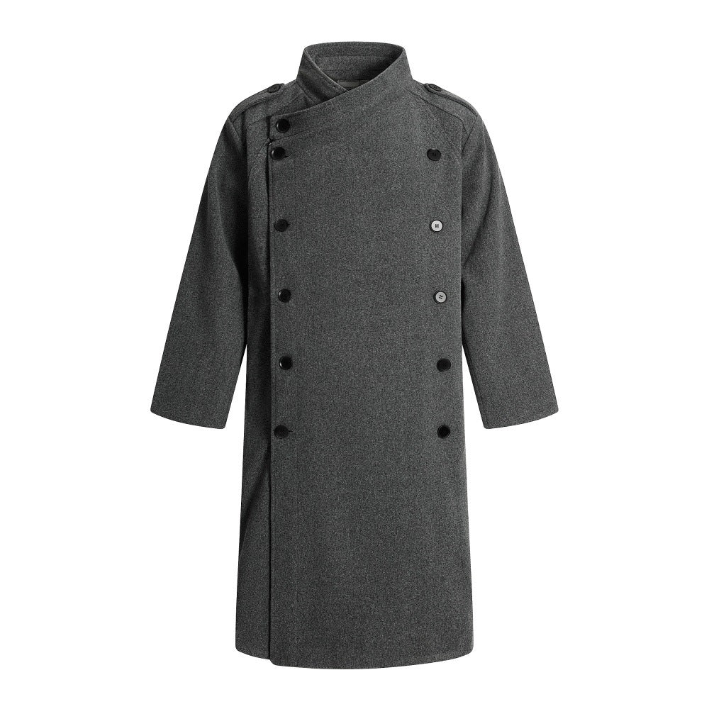 Manteau en laine à col montant et double boutonnage
