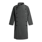 Manteau en laine à col montant et double boutonnage