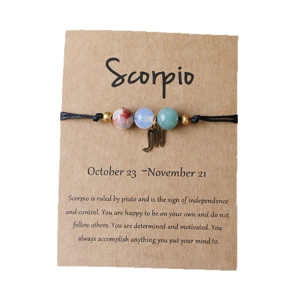 Bracelet Perlé Pierre Naturelle Œil de Tigre Signe Zodiaque