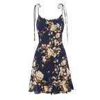 Floral slimming and slimming shoulder strap suspender dress