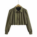 Veste Courte Plissée Col Ouvert