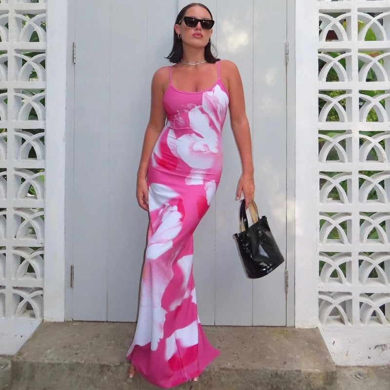 Backless split camisole dress