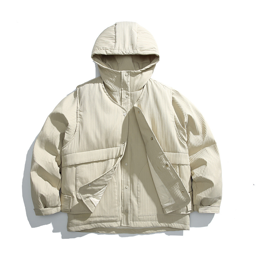 Two piece hooded down jacket