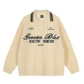 Letter Polo Neck Sweater Oversize Couple Knitwear Top