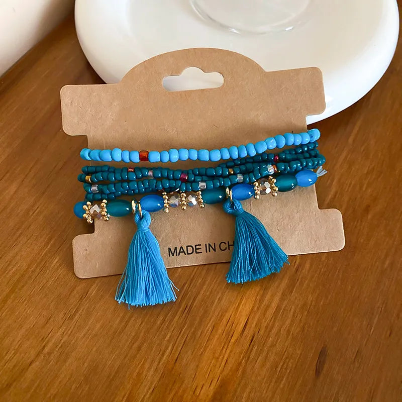 Bracelet Perles Riz Pompon