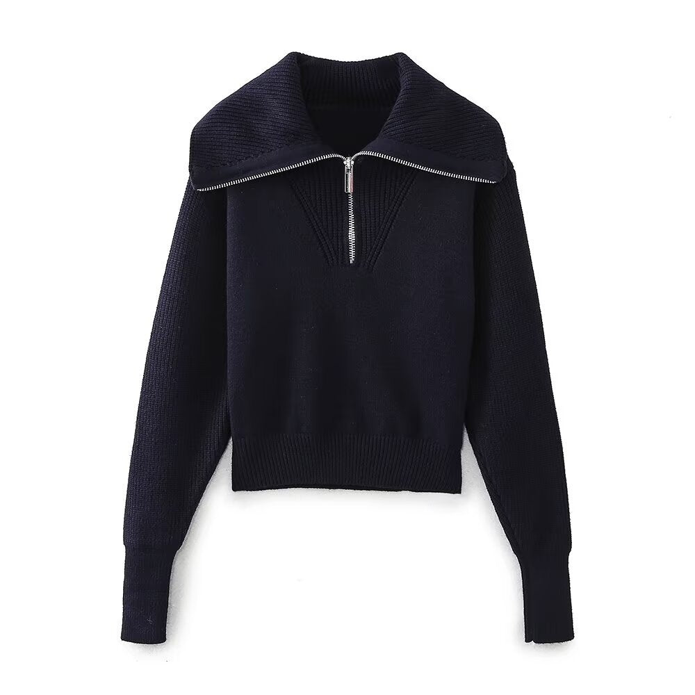 Pull Tricoté Zippé Streetwear