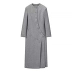Manteau long en laine élégant, multibrins, pour les trajets quotidiens