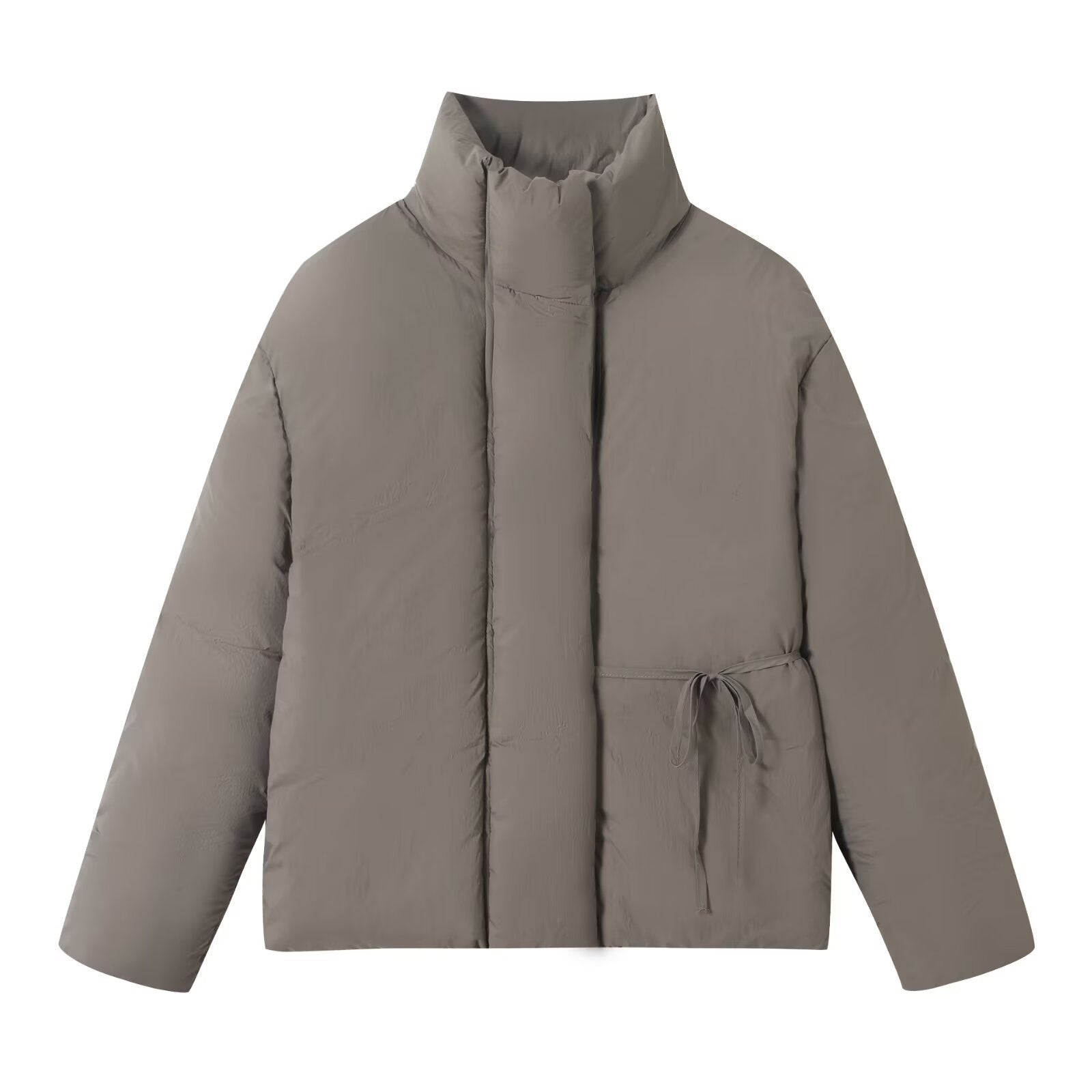 Versatile warm long sleeved lace up cotton jacket