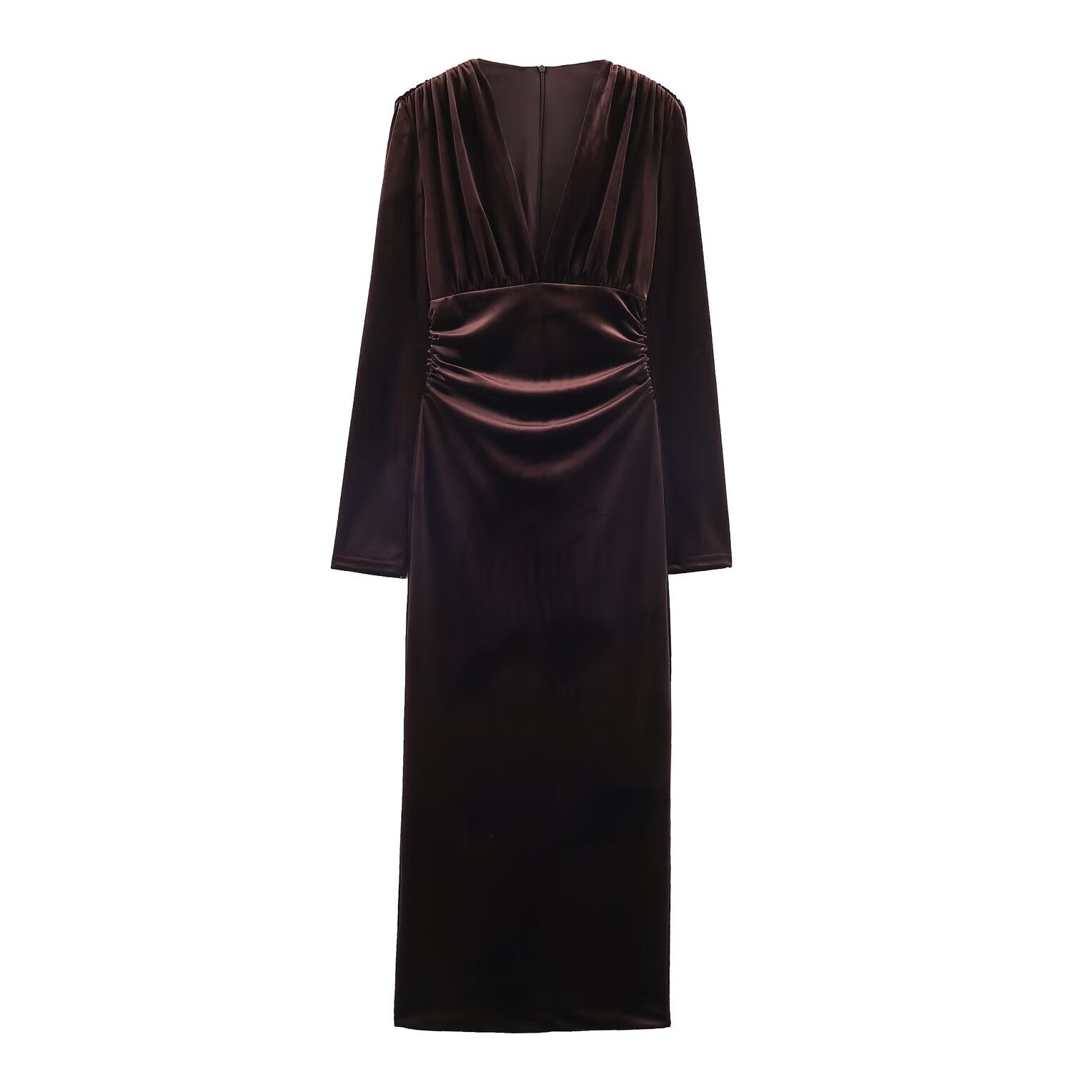 Wrinkled Velvet Midi Dress