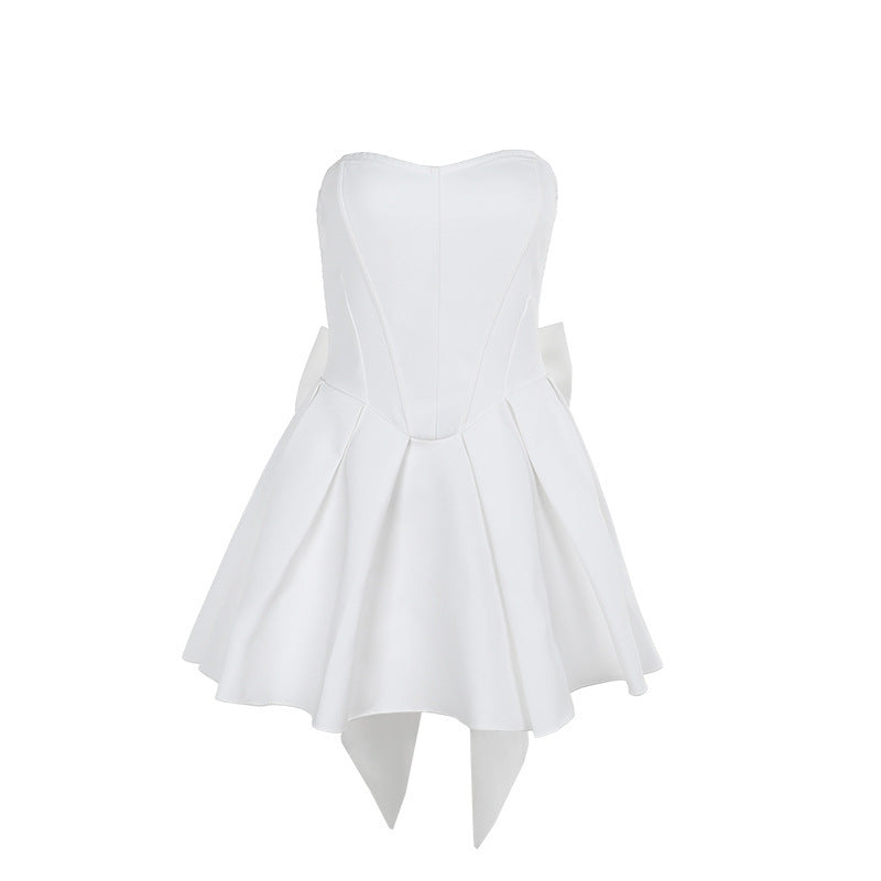 Strapless bow A light dress dress for women