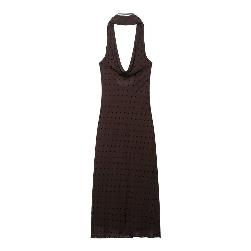 Polka Scarf Long Dress