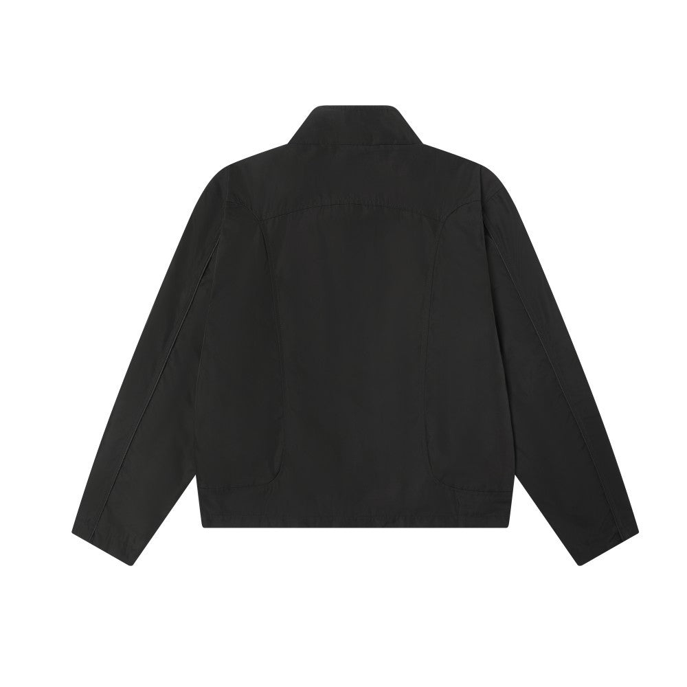 Solid color workwear stand up collar zipper jacket