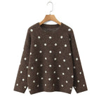 Lazy style loose polka dot pullover knitted sweater