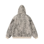 Veste Imprimé Léopard Col Fourrure à Capuche