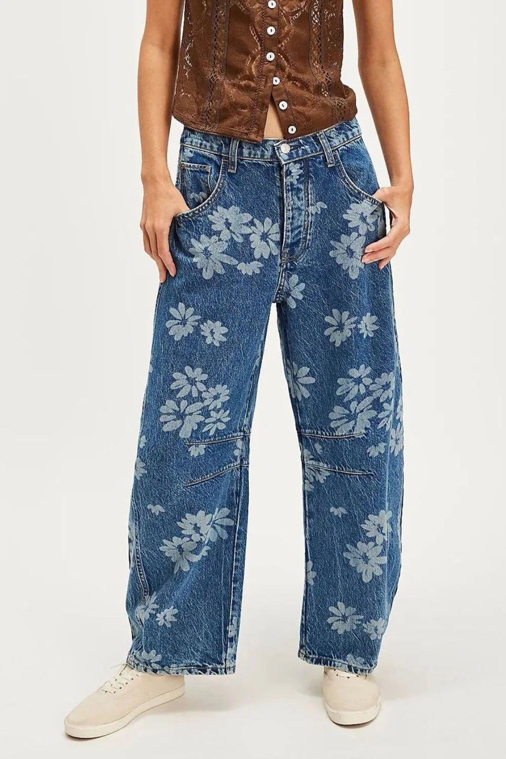 Jean Large Imprimé Fleuri