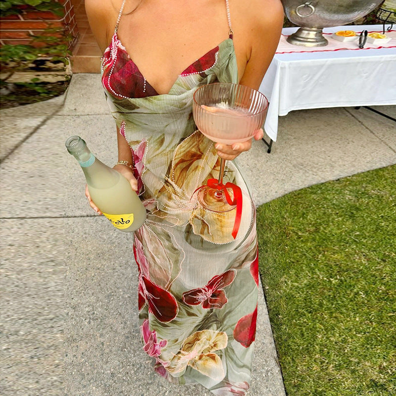 Perspective printed vacation dress