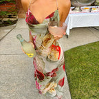 Perspective printed vacation dress