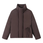 Versatile warm long sleeved lace up cotton jacket