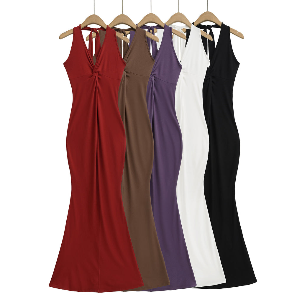 Knot neck slimming dress