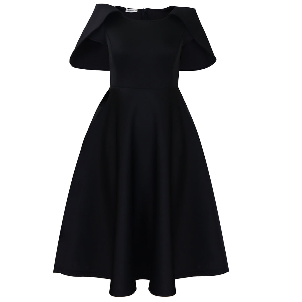 Party Flared Dress with Cape