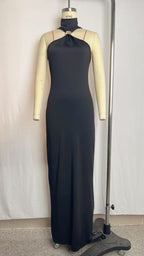 Sleeveless slit dress women's bag hip dress